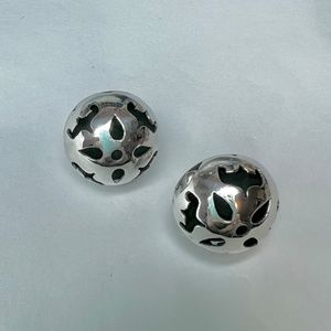 Silver 'cut-out ' dome earrings